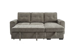 Toby Corner Sofa Bed Grey front view picture of the reclined to bed sofa