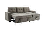 Toby Corner Sofa Bed Grey picture of the sofa reclined to bed