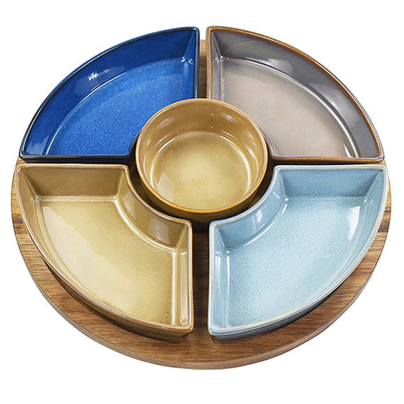 Elements Hors D'oeuvres Tray Round with porcelain plates