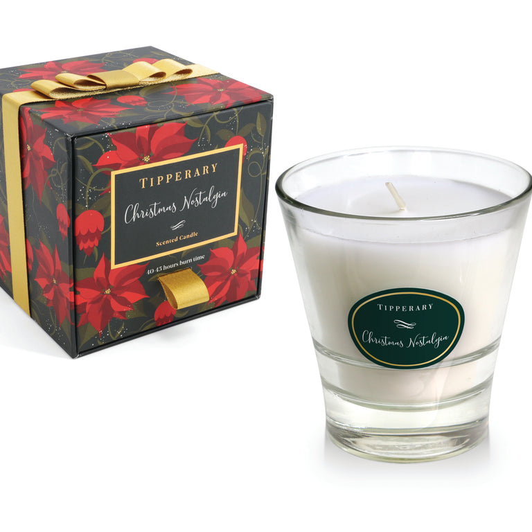 Tipperary Crystal Poinsettia Candle Christmas Nostalgia