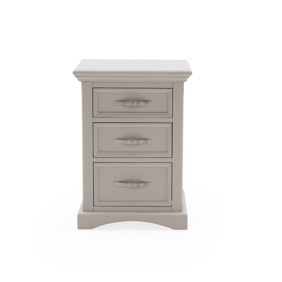 Pavilion grey bedside table with hand-painted finish.