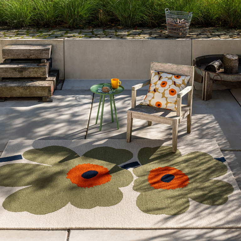 Marimekko Unikko Anniversary Outdoor Floral Rug Dusty Green