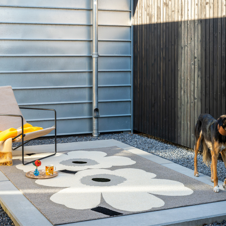 Marimekko Unikko Anniversary Outdoor Floral Rug Grey