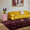 Marimekko Unikko Floral Rug Budgundy lifestyle picture in the living room