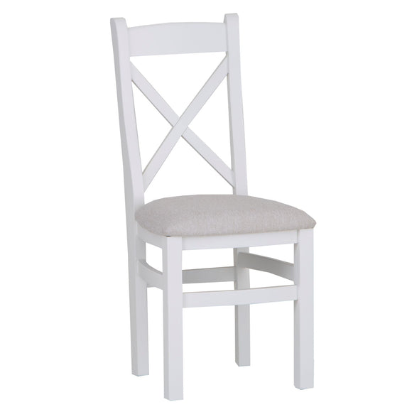 Upgrade with a comfy white upholstered dining chair.