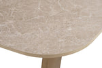 Vanosa Console Table Brown close view picture of the rounded angle