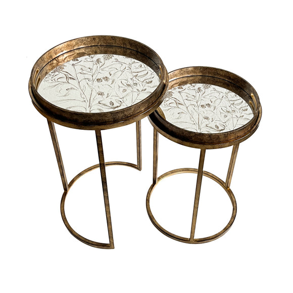 Elegant gold tray tables VELA Set of 2 Tray Tables in Gold