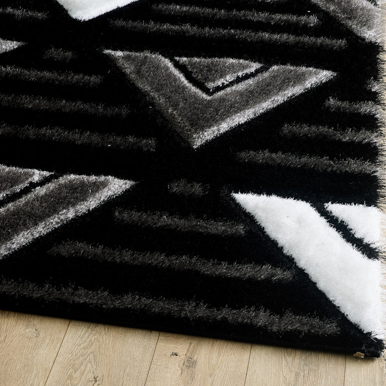 Venus Geometric Rug - Black Grey