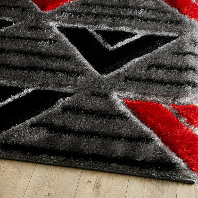 Venus Geometric Rug - Grey Red