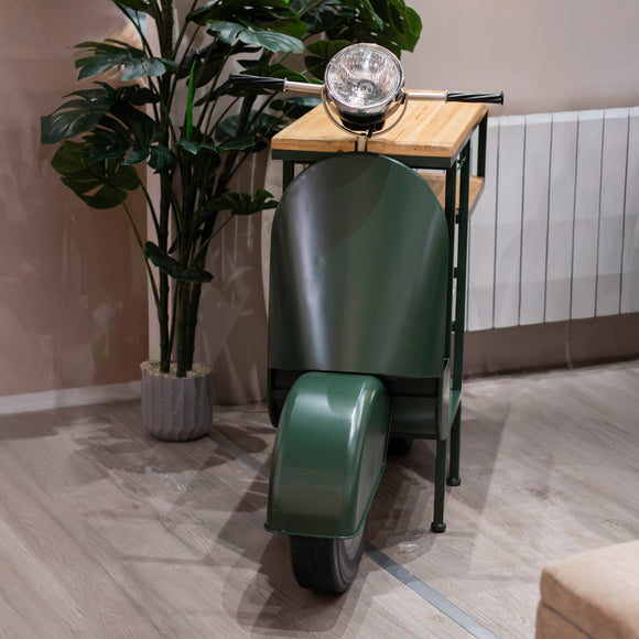 Vespa Scooter Bar Green front view life style picture