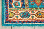 Nourison Vibrant Rug VIB09 Teal rug with a bordered design