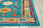 Nourison Vibrant Rug VIB09 Teal wool rug with a loop pile