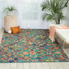Nourison Vibrant Rug VIB09 Teal life style picture in the living room