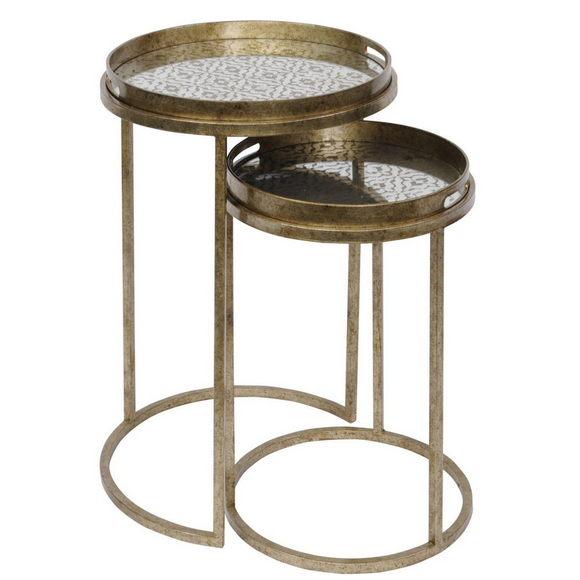 Modern nesting tables with a diamond design.