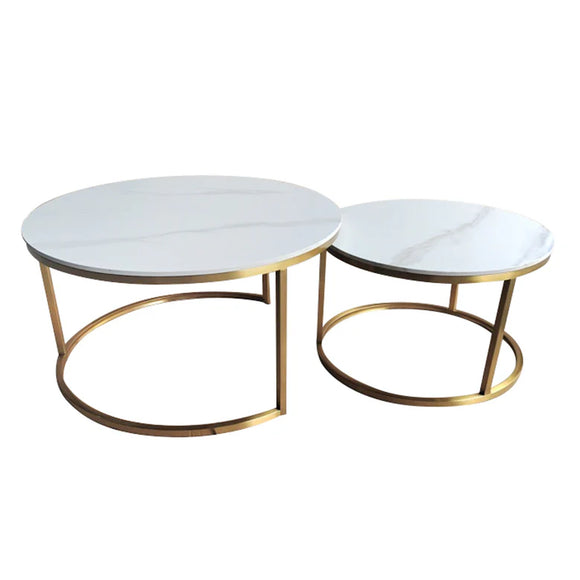 Elegant Vienna S/2 Marble Coffee Tables with luxurious marble tops