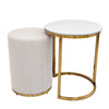 Vienna marble-top side table with matching upholstered pouffe