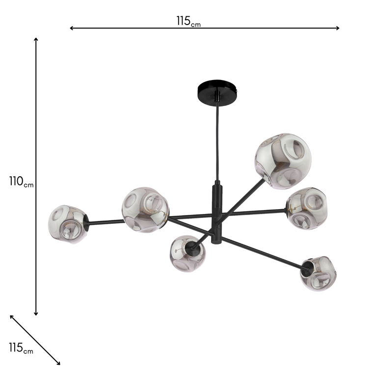 Vignette 6 Light Pendant Matt Black
