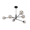 Vignette 6 Light Pendant Matt Black picture with switched on light