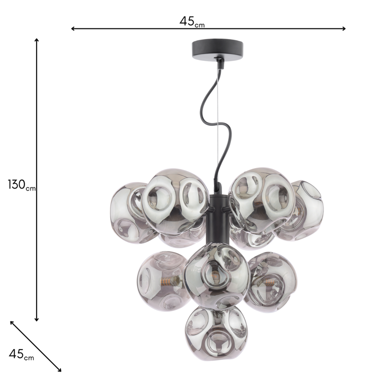 Vine 10 Light Pendant Satin Black - Modern Lighting Collection