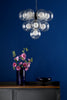 Vine 10 Light Pendant Satin Black/Clear-Opal Glass made in contemporary design
