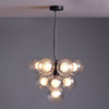 Vine 10 Light Pendant Satin Black/Clear-Opal Glass picture with switched on light