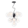 Vine 10 Light Pendant Satin Black/Clear-Opal Glass with a grape silhouette design