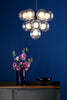 Vine 10 Light Pendant Satin Black/Clear-Opal Glass life style picture