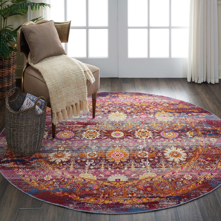 Nourison Vintage Kashan Rug VKA03 Red Multi - Round