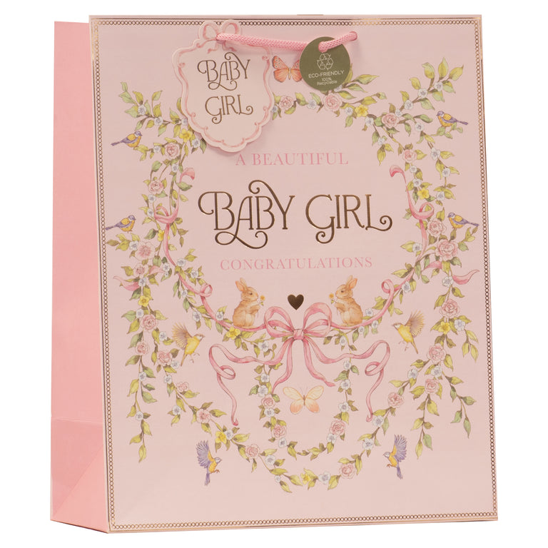 Vintage Baby Girl Gift Bag Large - Vintage Floral Giftware Collection