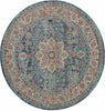 Nourison Vintage Kashan Rug VKA01 Blue- Round picture of the rug damask design