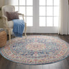 Nourison Vintage Kashan Rug VKA01 Blue- Round life style picture in the living room