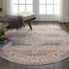 Nourison Vintage Kashan Rug VKA01 Grey Round perfect for living rooms and dining rooms