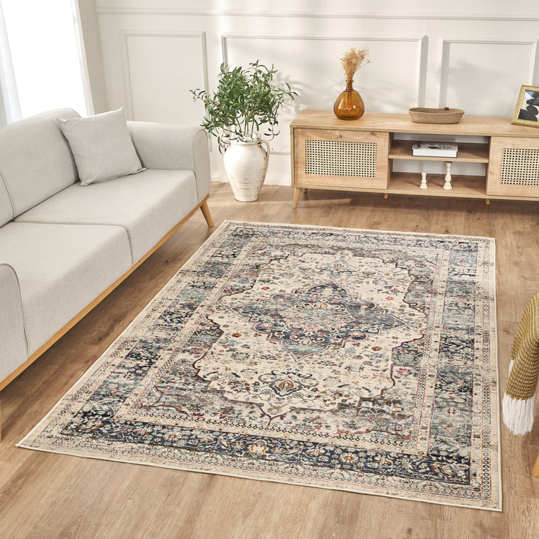 Nourison Vintage Kashan Rug VKA07 Ivory Blue