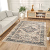 Nourison Vintage Kashan Rug VKA07 Ivory Blue top-view lifestyle picture in the living room