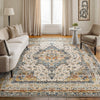 Nourison Vintage Kashan Rug VKA12 Ivory Sage with a distressed finish