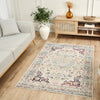 Nourison Vintage Kashan Rug VKA13 Blue Gold with disressd finish