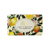 Vintage Lemon & Mandarin Soap close view photo on the white backing