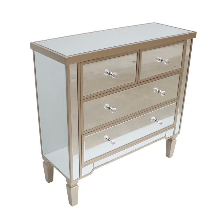 Vista 4 Drawer Mirrored Cabinet Dark Champagne