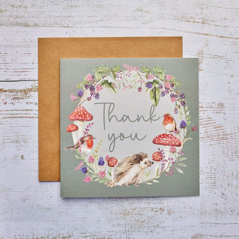 Woodland Berry Robin Thank You Card