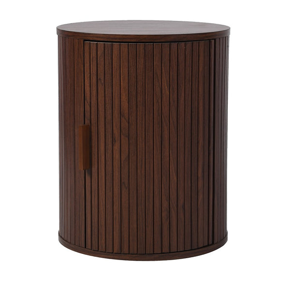 Walnut Round Bedside Cabinet – Modern Walnut Cabinet Side Table
