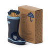 Ceramic Wellington Boot Match Holder Blue with safety matches