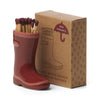 Ceramic Wellington boot match holder in red with safety matches