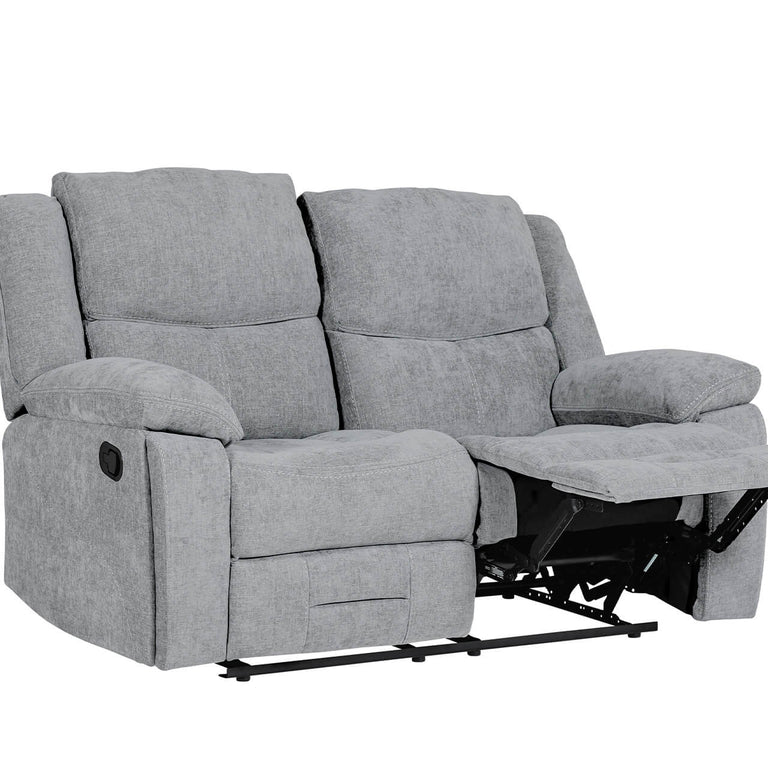 Weston 2 Seater Sofa Recliner Grey – Compact Fabric Couch for Living Room