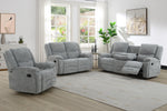 Weston 2 Seater Sofa Recliner Grey  life style picture with armchair and 3 seater sofa