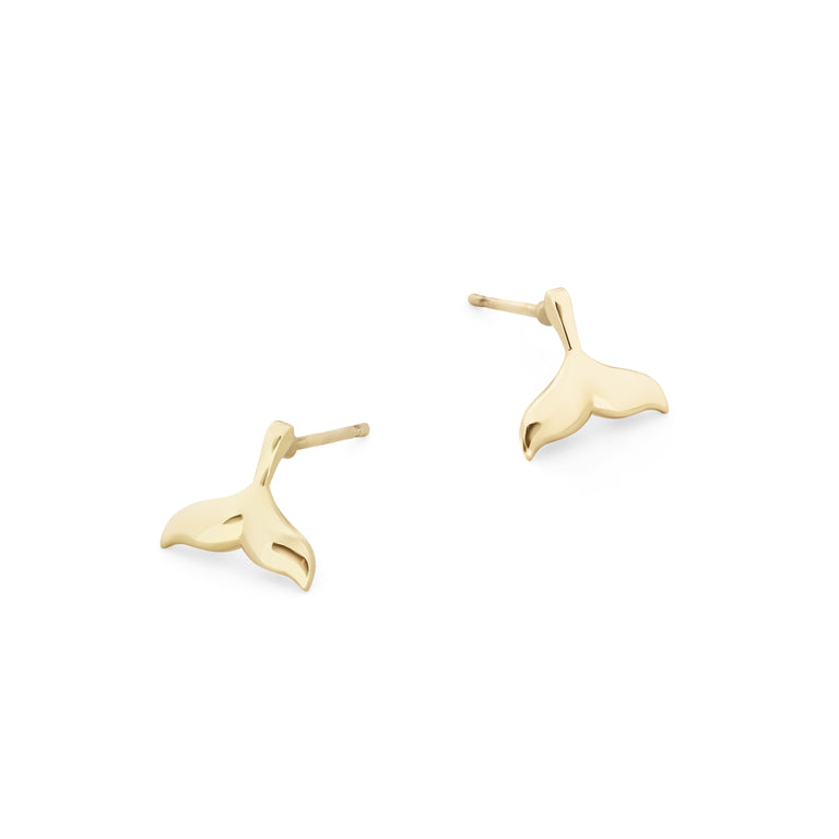 Whale Tail Stud Earrings Gold - Luxury Jewellery Collection