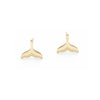Whale Tail Stud Earrings Gold picture on the white background
