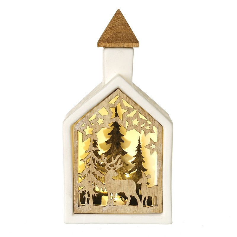 White Ceramic House Led Cut Out Scene | Christmas Decoration - Default ...