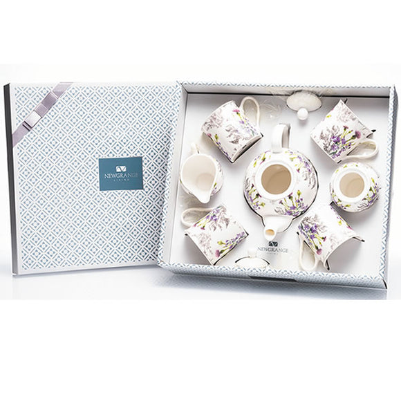 Newgrange White Thistle Bone China Tea Set 7 Piece picture on the white background