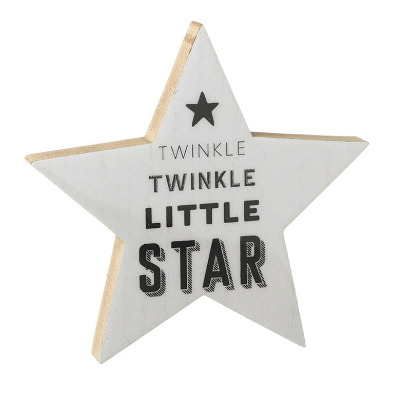 White Wooden Twinkle Little Star Sign