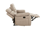 Wilbur 2 Seater Sofa Recliner Latte side view picture with reclined seat